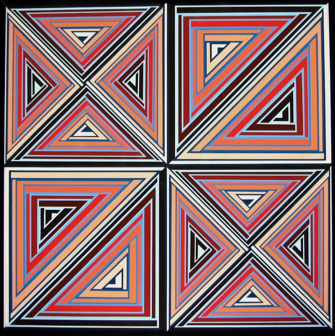 IMPULSIONS TRIANGULAIRES&nbsp;&nbsp;&nbsp;&nbsp;&nbsp;&nbsp;&nbsp;&nbsp;&nbsp;&nbsp;acrylique gouache sur panneau&nbsp;&nbsp;&nbsp;&nbsp;122 x 122cm&nbsp;&nbsp;&nbsp;&nbsp;1976
